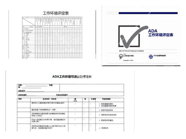 工作环境评定量表及用具